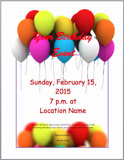 Microsoft Word Birthday Card Template Fresh Birthday Party Invitation Flyer Template 3 Printable