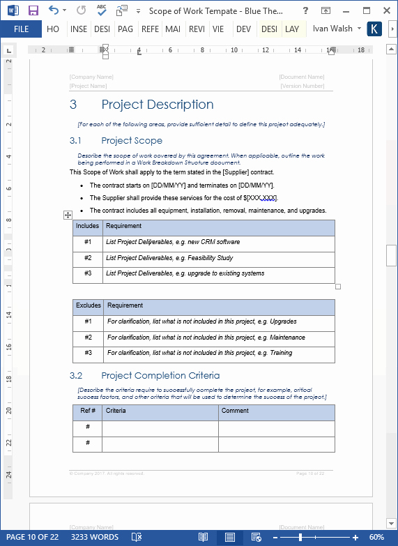Microsoft Word Project Template Best Of Scope Of Work Template – Download Ms Word &amp; Excel Templates