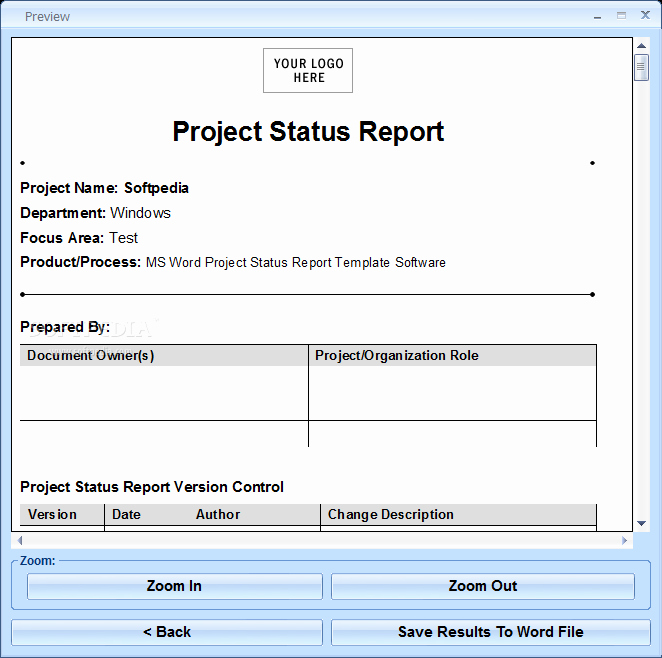 MS Word Project Status Report Template Softwaretml