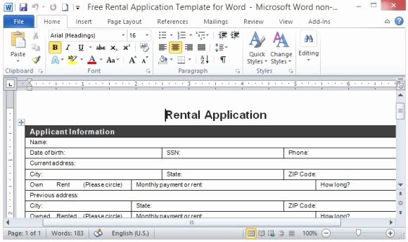 Microsoft Word Questionnaire Template Beautiful Free Rental Application Template for Word