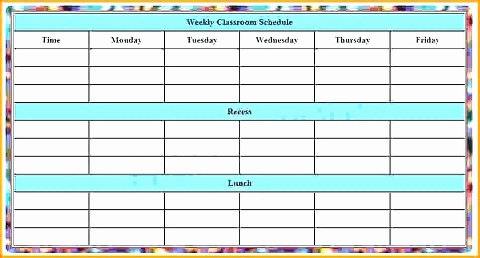 Middle School Schedule Template Beautiful Classroom Schedule Template Free Weekly Class Schedule