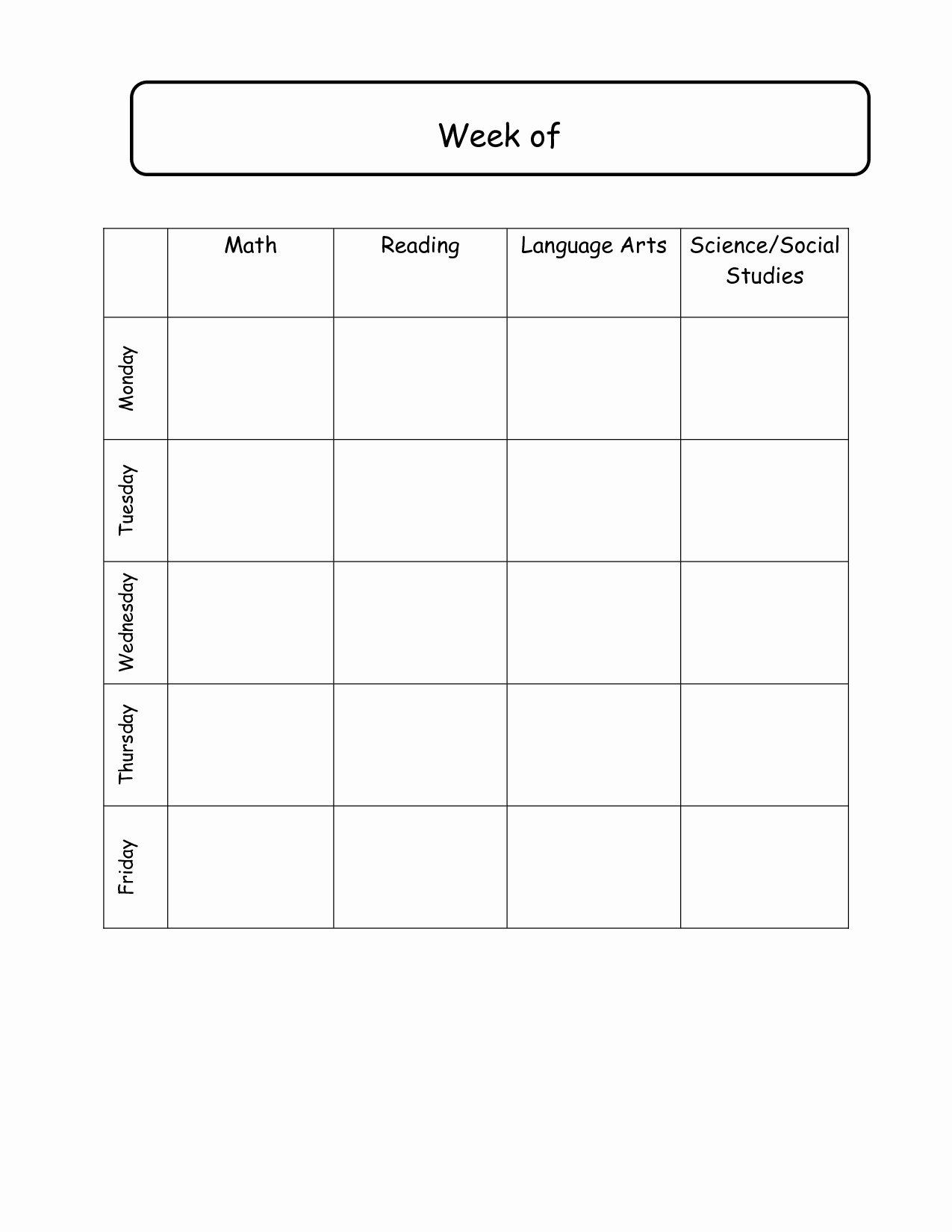 Middle School Schedule Template Lovely Elementary School Daily Schedule Template