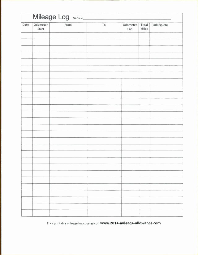 Mileage Log for Taxes Template Lovely Mileage forms for Tax Purposes – Echotrailers