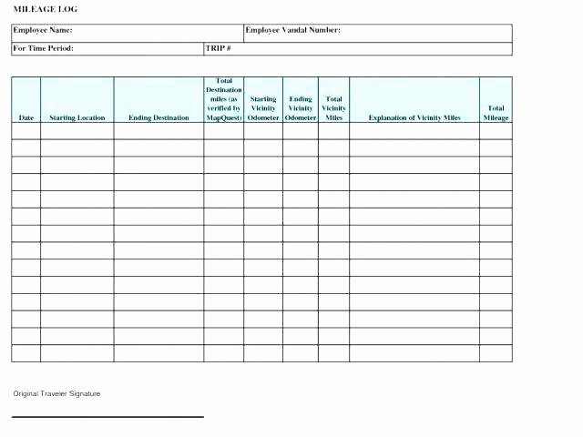 Mileage Log for Taxes Template Lovely Mileage forms for Tax Purposes – Echotrailers