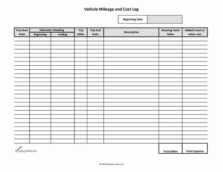 Mileage Log for Taxes Template Unique 10 Excel Mileage Log Templates Excel Templates