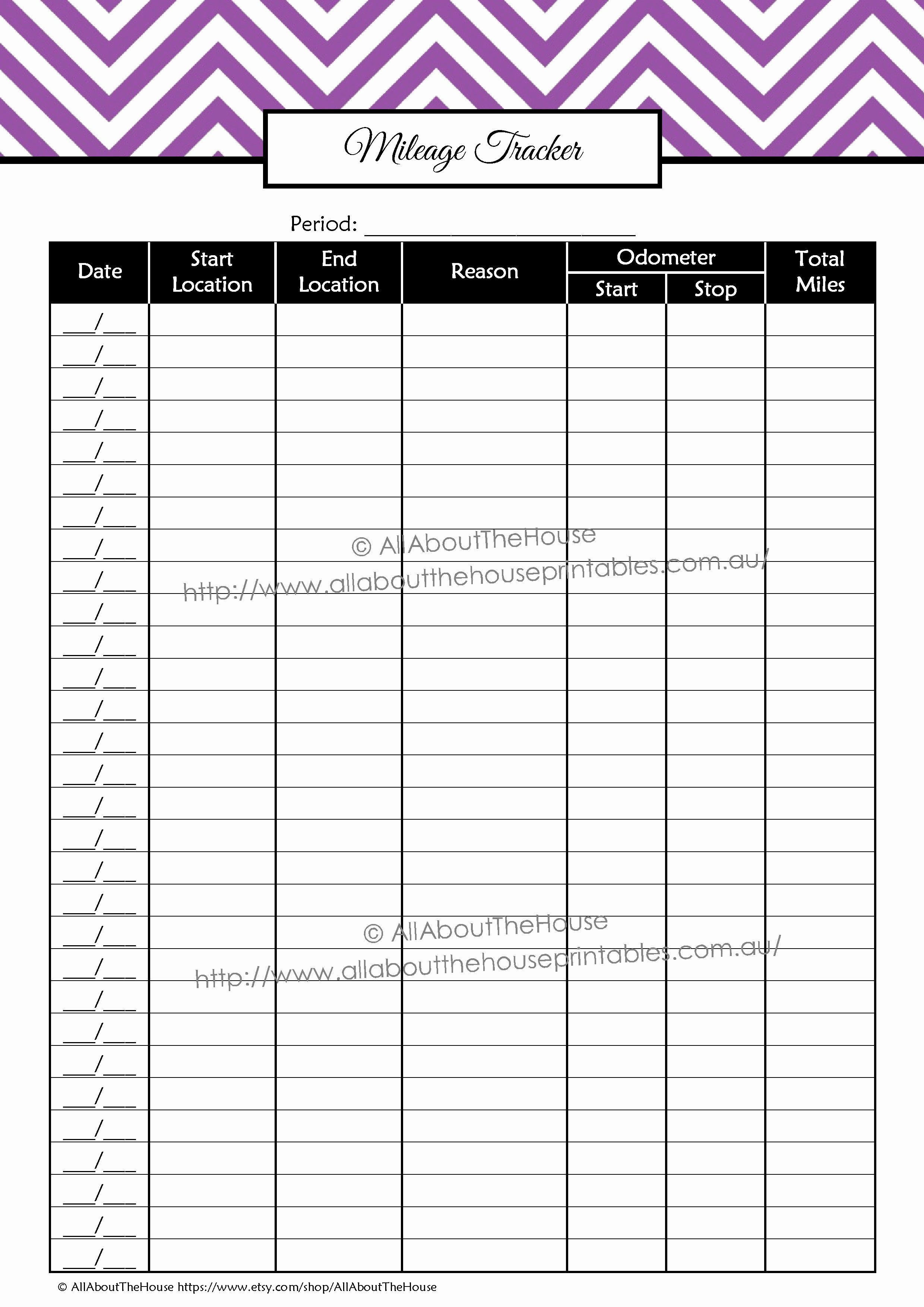 Mileage Log for Taxes Template Unique Printable Direct Sales Planner – Editable