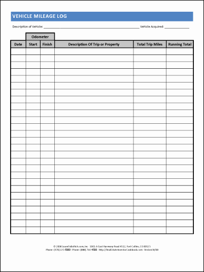 Mileage Log Template for Taxes Luxury Vehicle Mileage Log – James orr Real Estate Services