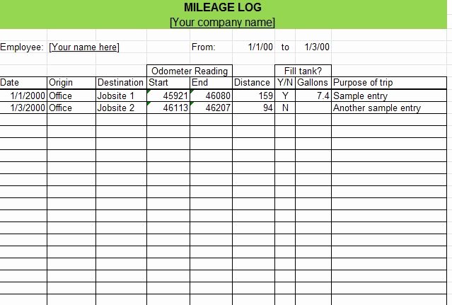 Mileage Log Template for Taxes New Mileage Record Sheet