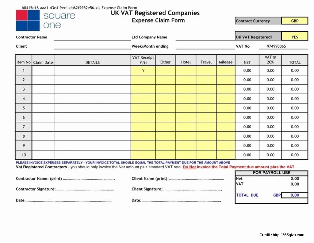 Mileage Reimbursement form Template Fresh Mileage Claim form Template Excel form Resume Examples
