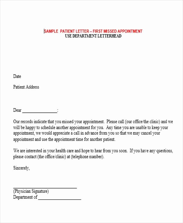Missed Appointment Email Template Best Of 45 Appointment Letter formats