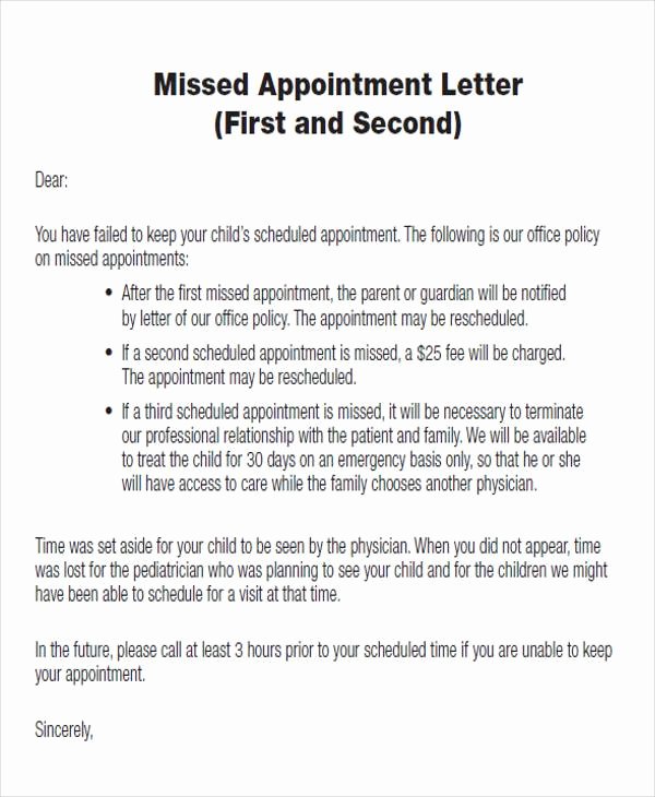 Missed Appointment Email Template Best Of 45 Appointment Letter formats