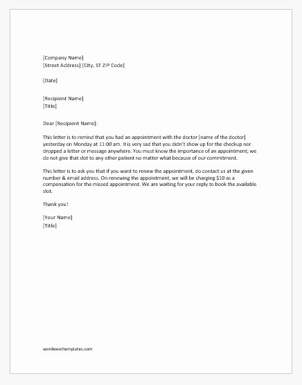 Missed Appointment Email Template Inspirational Missed Appointment Follow Up Letters