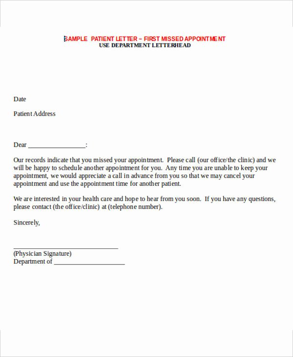 Missed Appointment Email Template New Missed Appointment Letter Template 6 Free Word Pdf