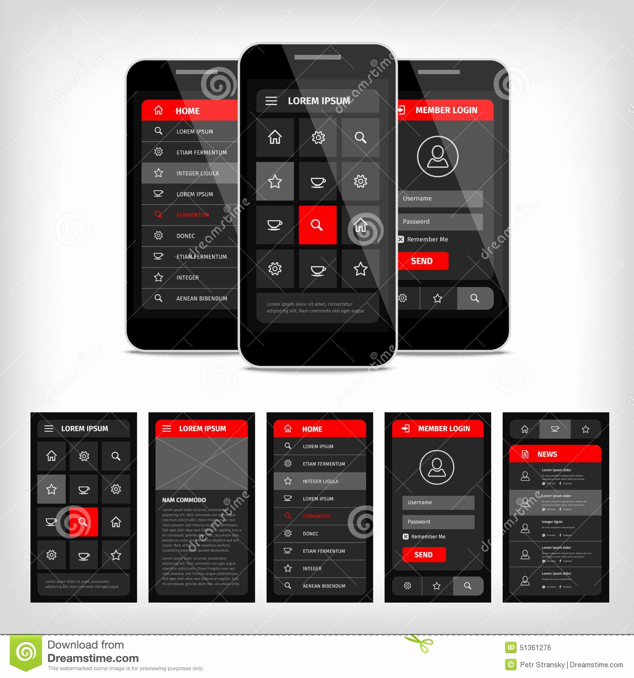 Mobile App Design Template Inspirational Vector Template Mobile User Interface Stock Vector Image