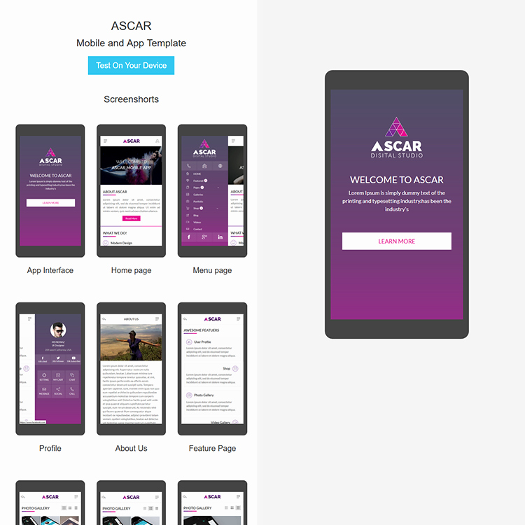 Mobile App Design Template Lovely ascar Mobile App HTML Template