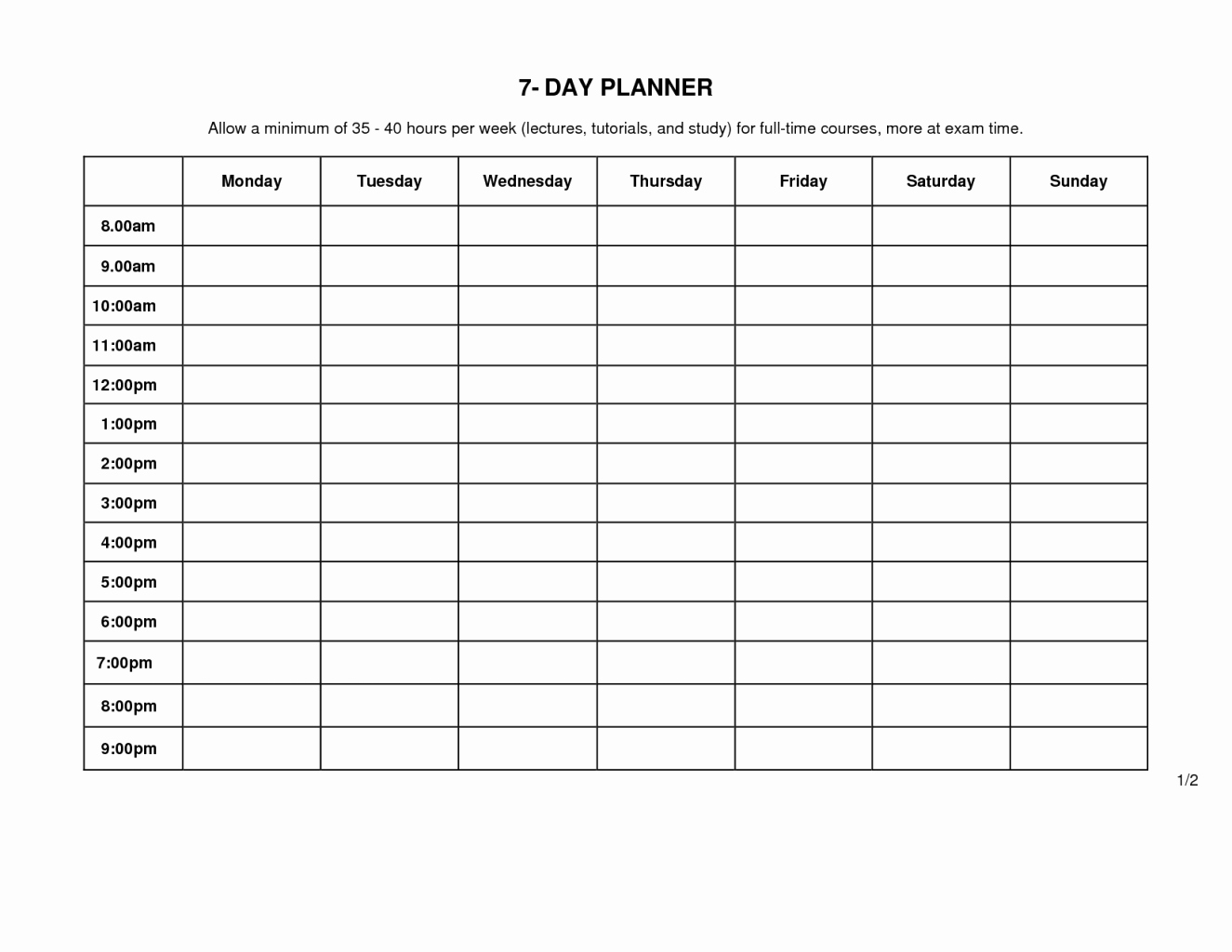 Monday to Friday Schedule Template Beautiful Monday Through Friday Weekly Calendar