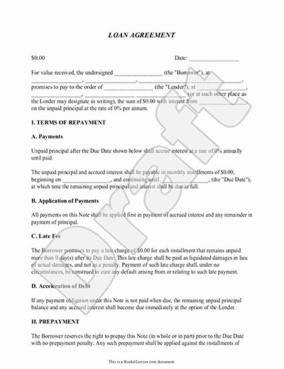 Money Loan Contract Template Free Fresh Free Printable Personal Loan Agreement form Generic