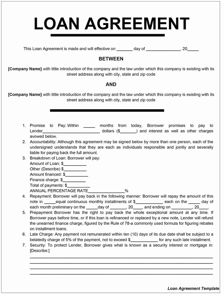 Money Loan Contract Template Free New 40 Free Loan Agreement Templates [word &amp; Pdf] Template Lab