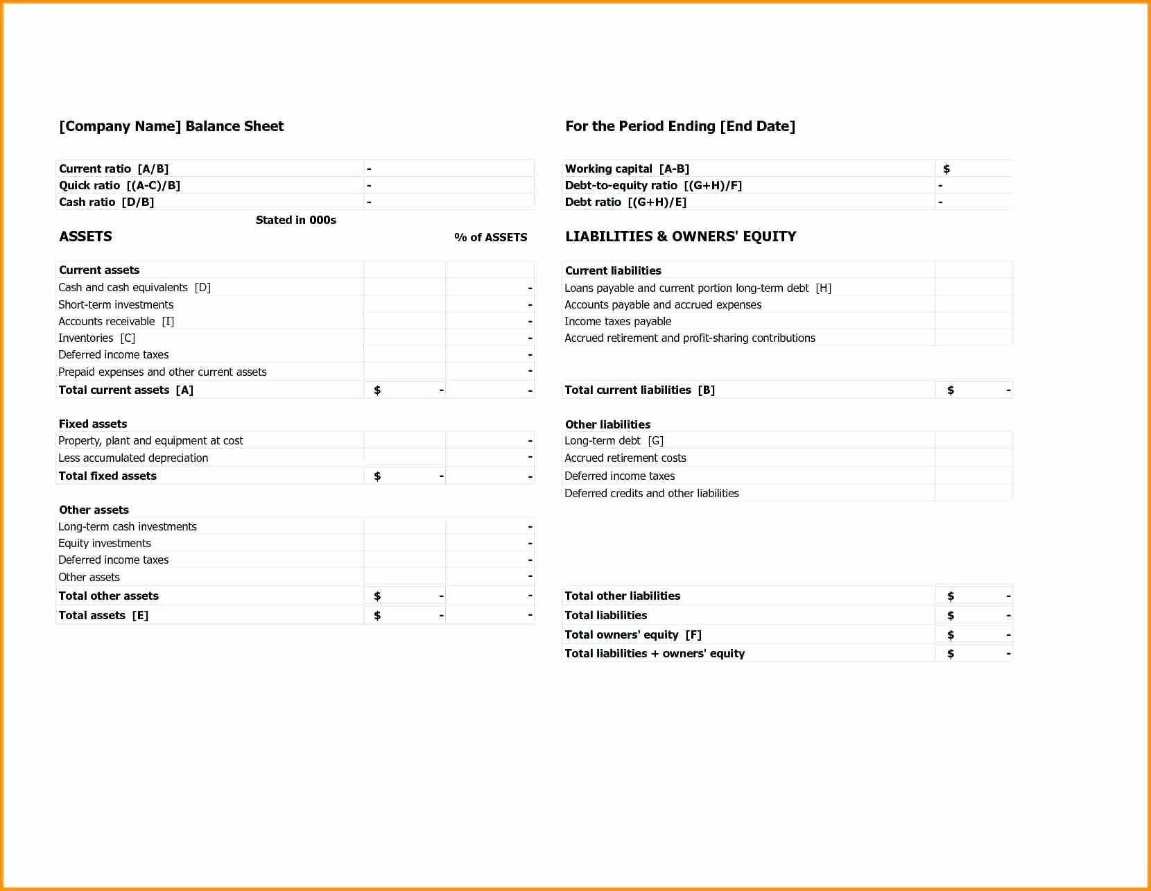 Monthly Balance Sheet Excel Template New Template Balance Sheet Template Excel