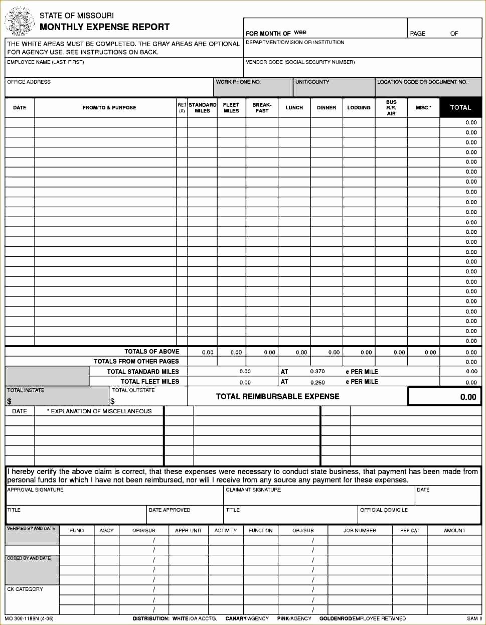 Monthly Business Expense Template Fresh Generic Expense Report Spreadsheet Templates for Business
