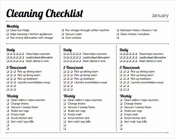 Monthly Cleaning Schedule Template Beautiful 11 Weekly Checklist Templates to Download for Free