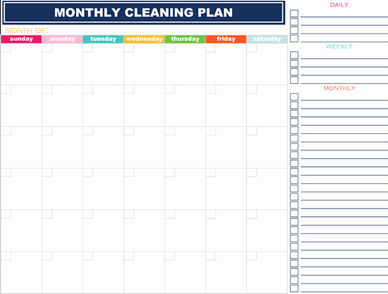 Monthly Cleaning Schedule Template Inspirational How to organize Your Life In 2019 16 Free Printables