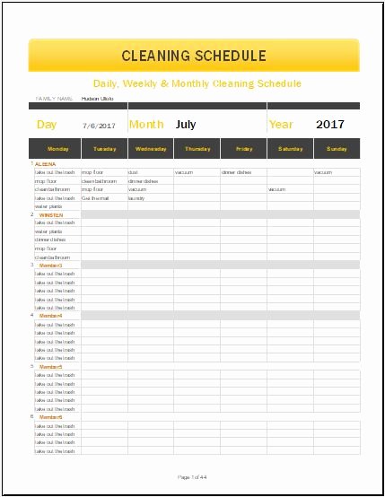 Monthly Cleaning Schedule Template New Daily Weekly &amp; Monthly Cleaning Schedule Template for Ms