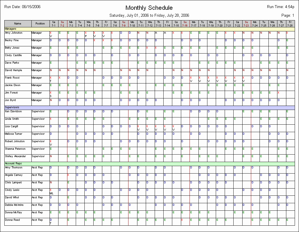 Monthly Employee Schedule Template Lovely 6 Monthly Employee Schedule Template