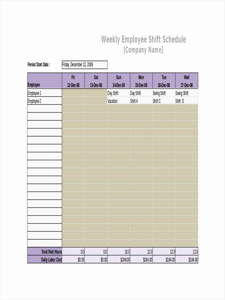 Monthly Employee Shift Schedule Template Elegant 2 10 Hour Shift Schedule Templates Pdf
