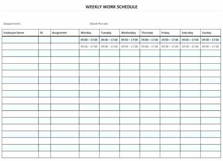 Monthly Employee Shift Schedule Template Unique Staff Work Schedule Template Weekly Rota Monthly Employee