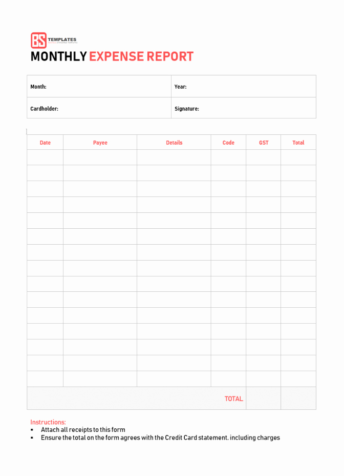 Monthly Expense Report Template Beautiful 10 Expense Report Template Monthly Weekly Printable format