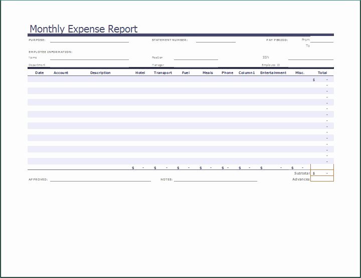 Monthly Expense Report Template Excel Best Of Expense Report Excel Templates Authentic Ms Excel Monthly