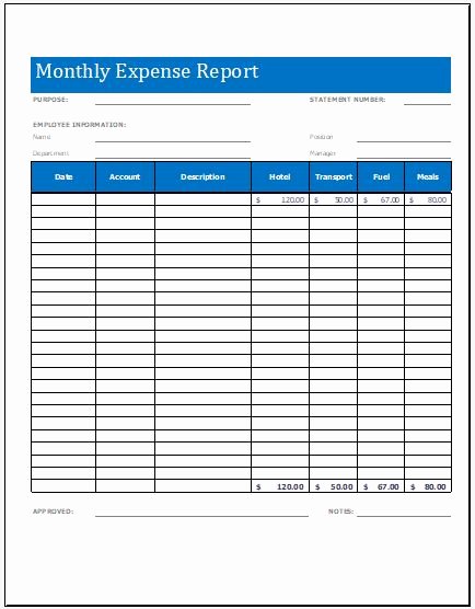 Monthly Expense Report Template Excel New Monthly Expense Report Worksheet Template