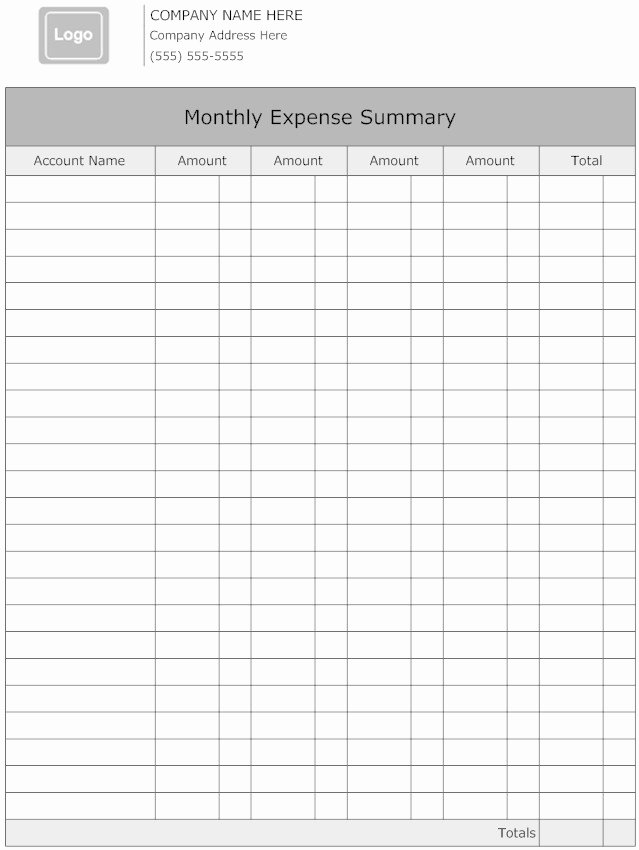 Monthly Expense Report Template Luxury Blank and Editable Monthly Business Expense Report