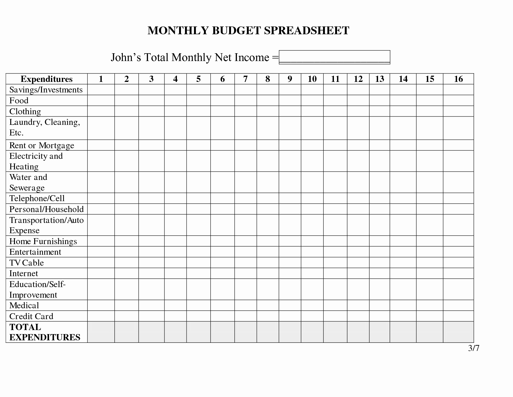 Monthly Expense Spreadsheet Template Beautiful Printable Blank Monthly Bud Sheet Best Photos Of