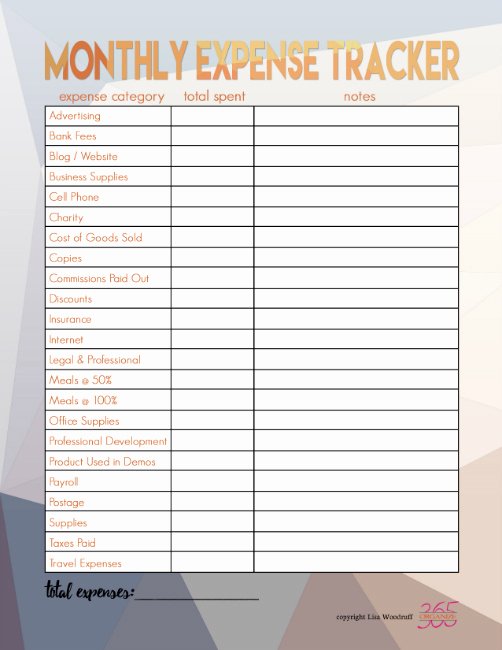 Monthly Expense Tracker Template Luxury Printable Monthly Expense Tracking Sheet In E and