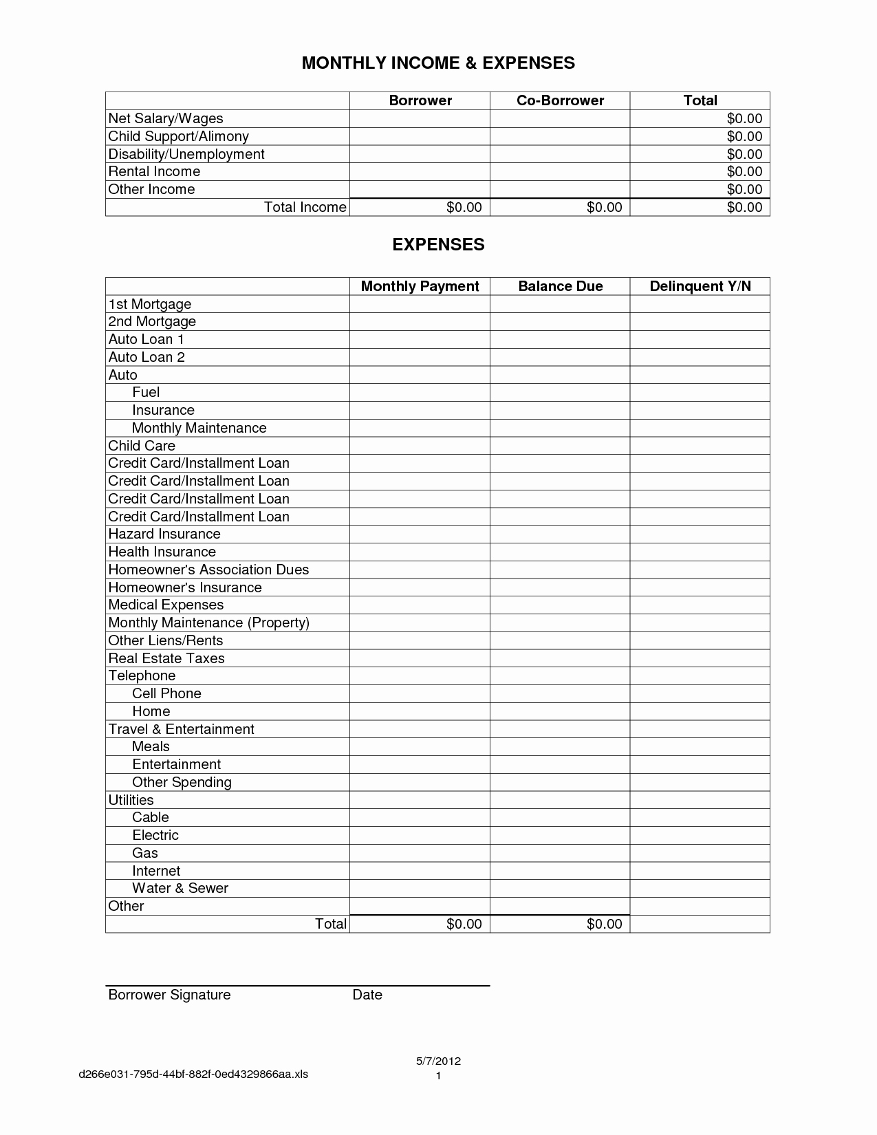 Monthly Income and Expense Template Best Of 16 Best Of Free In E and Expense Worksheet