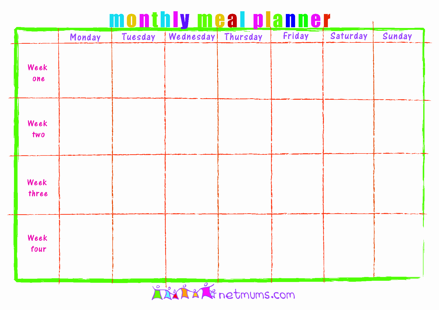 Monthly Meal Planner Template Awesome 28 Useful Printable Monthly Meal Planners