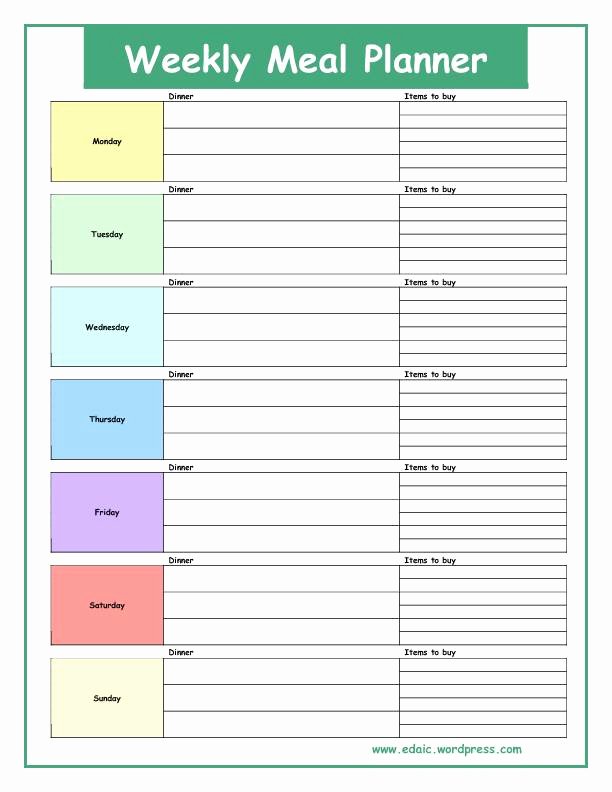 Monthly Meal Planner Template Luxury Template