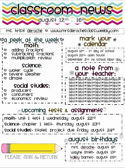 Monthly Newsletter Template for Teachers Best Of Newsletter Template A Weekly or Monthly Newsletter Cool