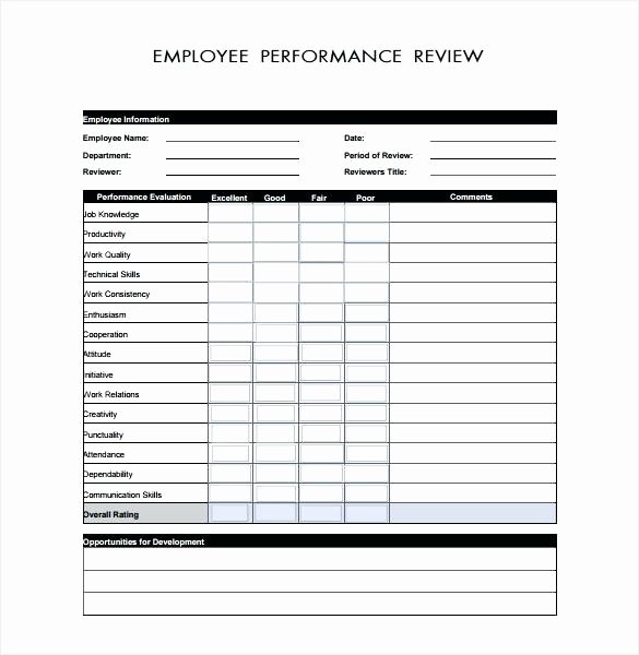 Monthly Performance Review Template Luxury Employee Performance Review Template Simple Monthly