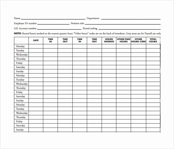 Monthly Time Card Template Beautiful 10 Sample Monthly Time Sheet Calculator Templates to