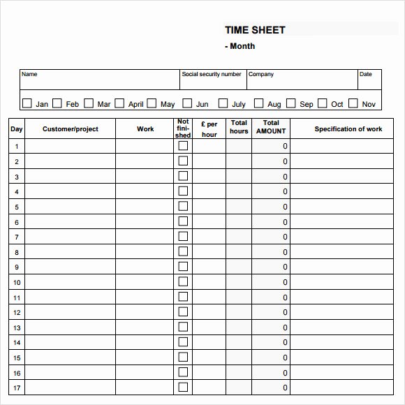 Monthly Time Card Template Fresh 22 Sample Monthly Timesheet Templates to Download for Free