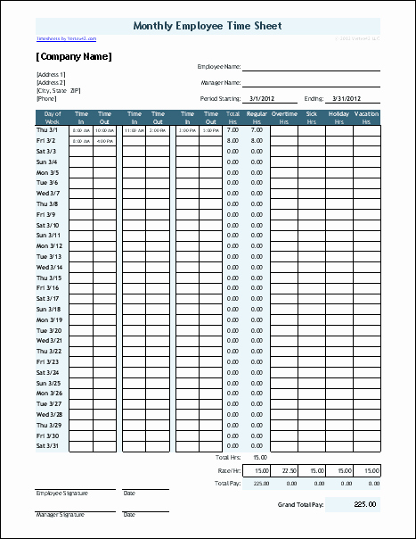 Monthly Time Card Template Unique Time Sheet Template for Excel Timesheet Calculator