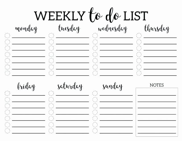 Monthly to Do List Template Awesome Do Lists Template Weekly List Printable Checklist for