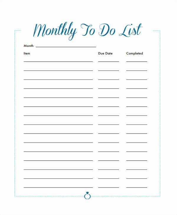 Monthly to Do List Template Beautiful 14 Monthly List Sample – Free Sample Example format