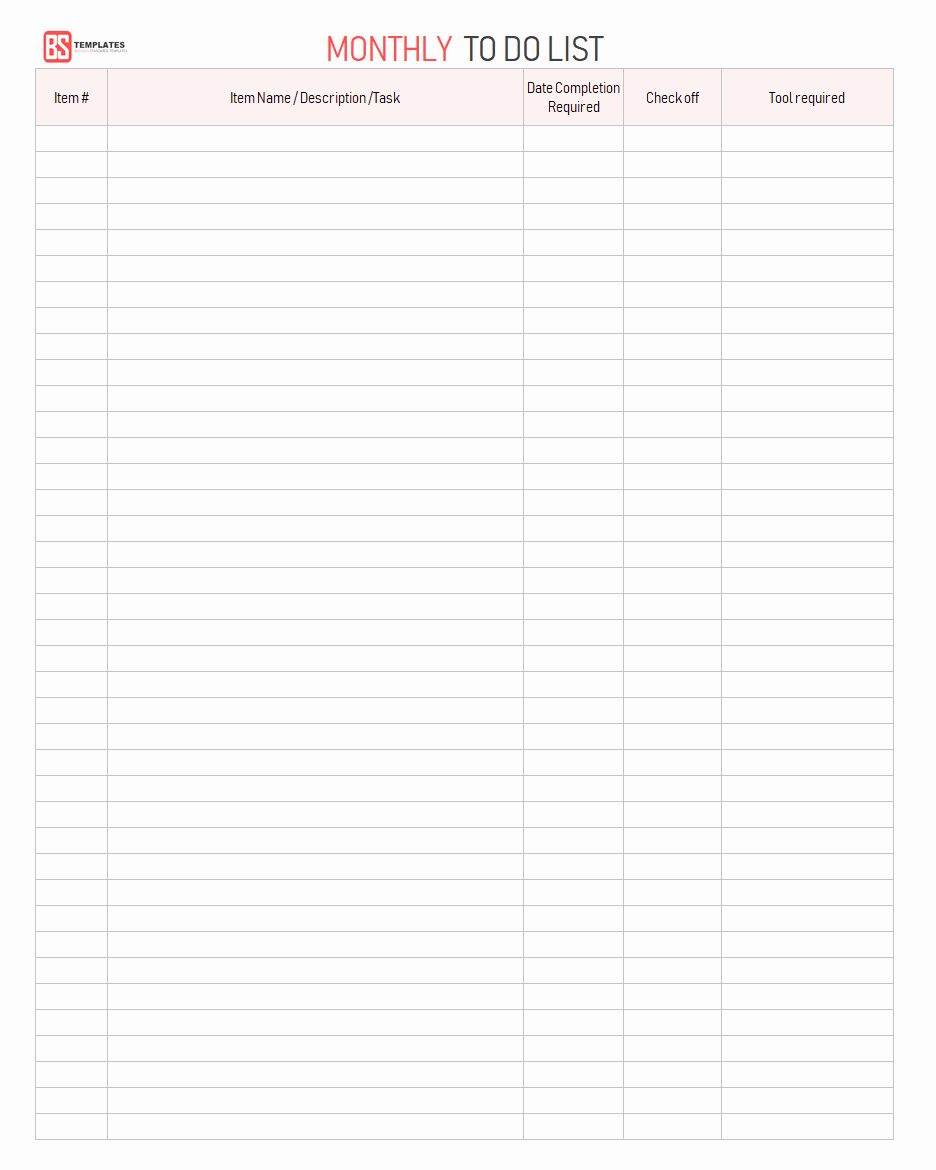 Monthly to Do List Template Best Of Printable to Do List Template – Excel Sample Example Pdf