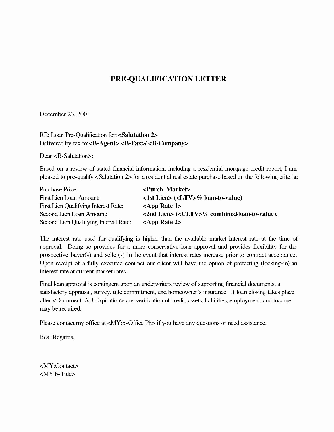 Mortgage Pre Approval Letter Template Awesome Mortgage Pre Qualification Letter Template Collection