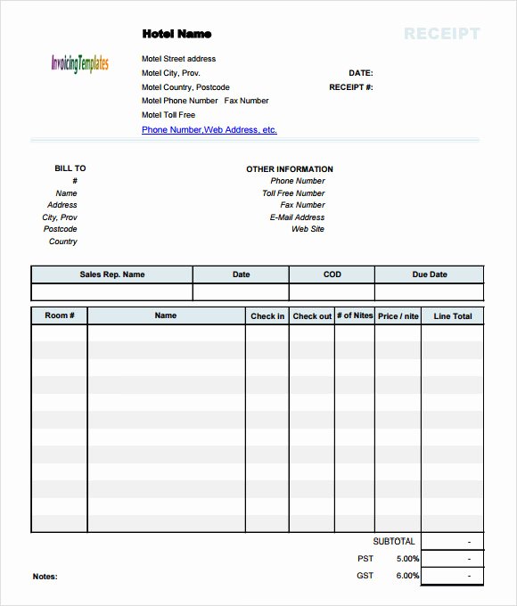 Motel 6 Receipt Template Awesome Sample Hotel Receipt Template 18 Free Download for Pdf