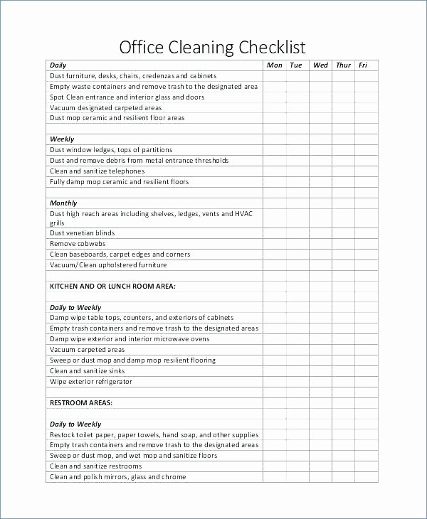 Move Out Cleaning Checklist Template Awesome Daily Restroom Checklist form Bathroom format In Excel